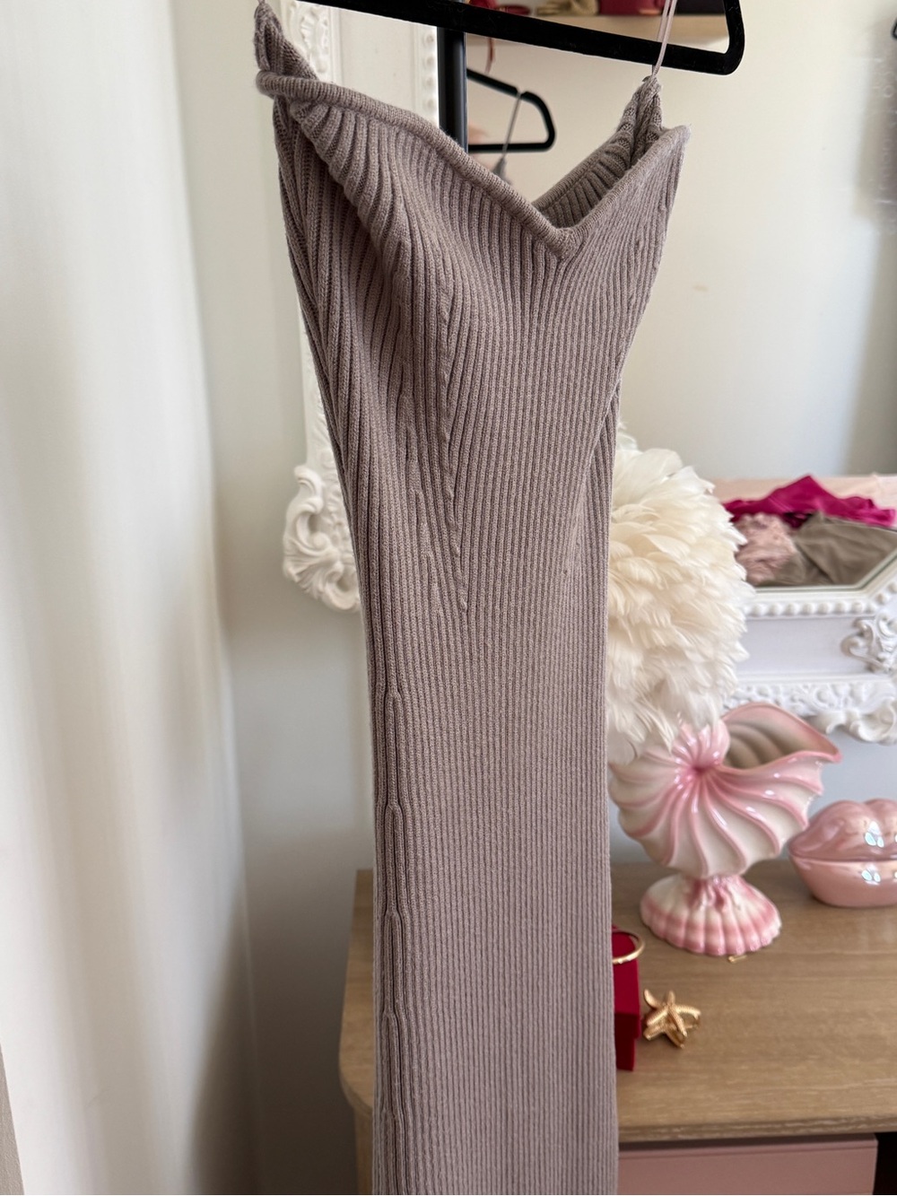 Zara Knit Bodycon Midi Dress in Taupe - Picture 7 of 11